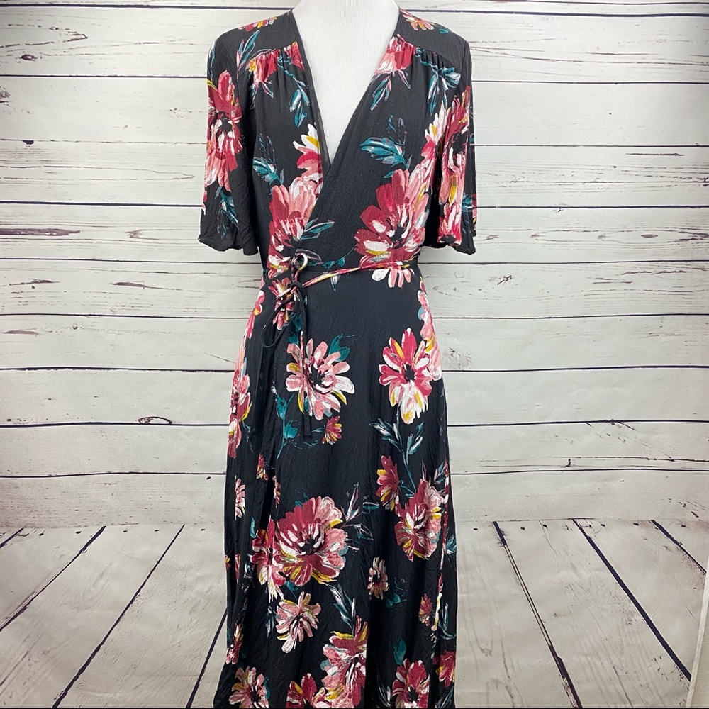 1. State Black Maxi Dress with Pink Floral Print